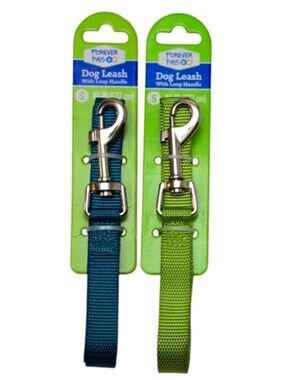 NEW 2pc Forever Pals Dog Leash Set Loop Handle S 48" Leashes Lime Blue Green